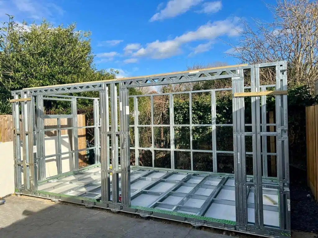 steel framework of garden room